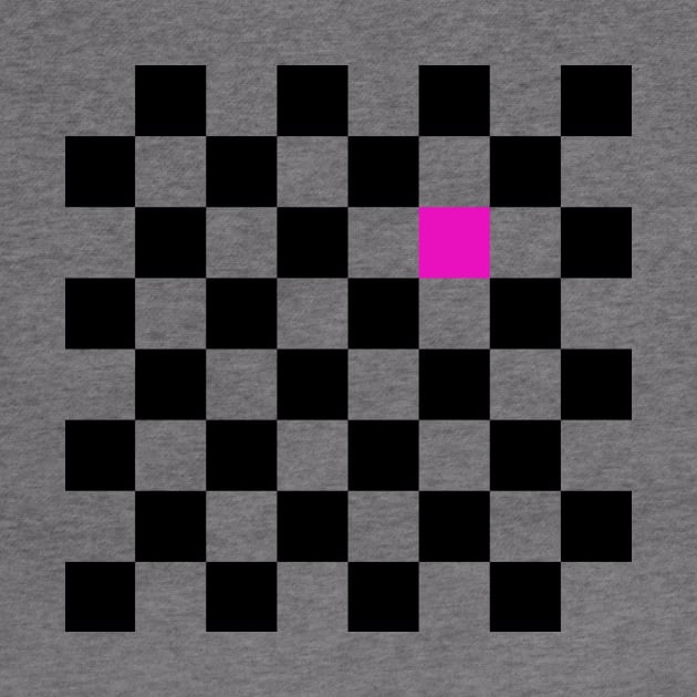 Checkered Black and White with One Hot Pink Square by AbstractIdeas